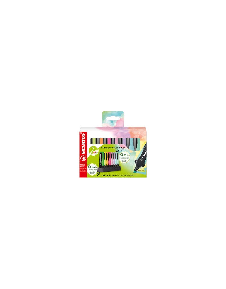 evidenziatore-green-boss-pastel-set-scrivania-8-pz-stabilo evidenziatore-green-boss-pastel-set-scrivania-8-pz-stabilo